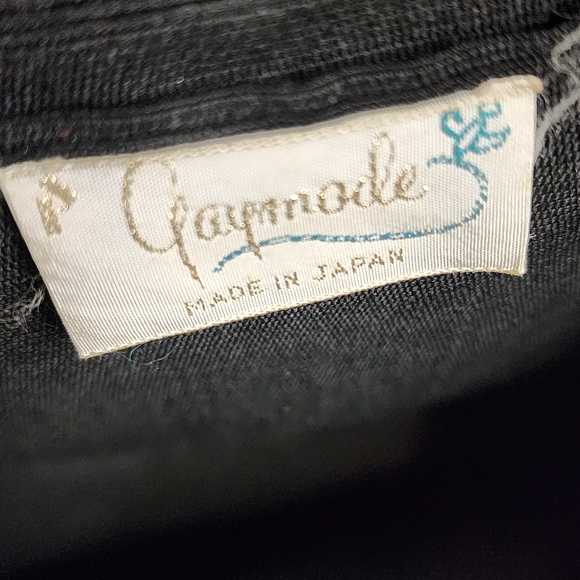 Vintage Wood Handle Purse Made in Japan Black Woven Acrylic Bowling Bag Shape - Picture 10 of 10